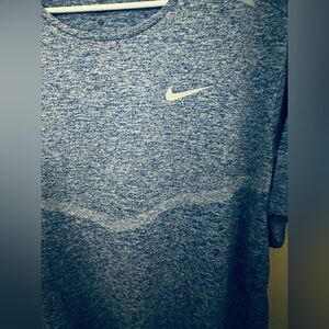 Nike Heathered Blue Short Sleeve Crew with White Swoosh